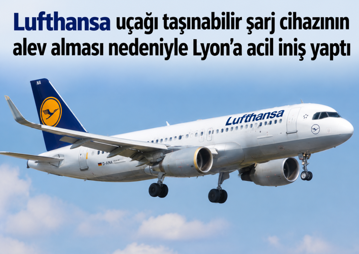 Lufthansa uçağı taşınabilir şarj cihazının alev alması nedeniyle Lyon’a acil iniş yaptı